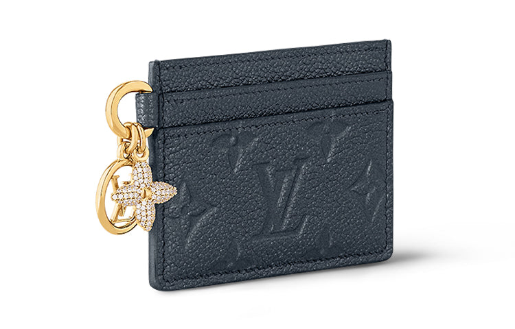 LOUIS VUITTON CHARMS Monogram Empreinte Leather Card Holder Regular Women's Marine Blue