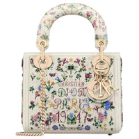 DIOR Lady Dior Cow Leather Shoulder Bag, Crossbody Bag, Handbag Mini Women's Cream White & Multicolor