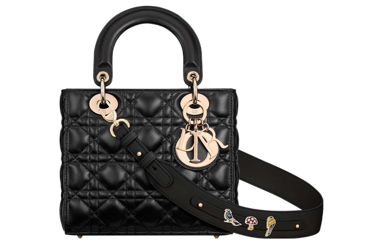 DIOR Lady DiorMy ABCDior Sheepskin Lady Dior Bag Shoulder Bag, Crossbody Bag, Handbag Small Size Women's Black