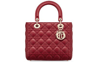 DIOR Lady Dior Sheepskin Lady Dior Bag, Shoulder Bag, Crossbody Bag, Handbag Medium Size Women's Cherry Red