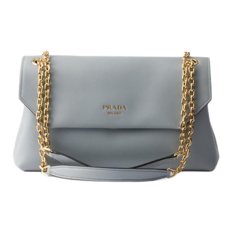 PRADA Calfskin Crossbody Bag, Shoulder Bag Medium Size Women's Ivory