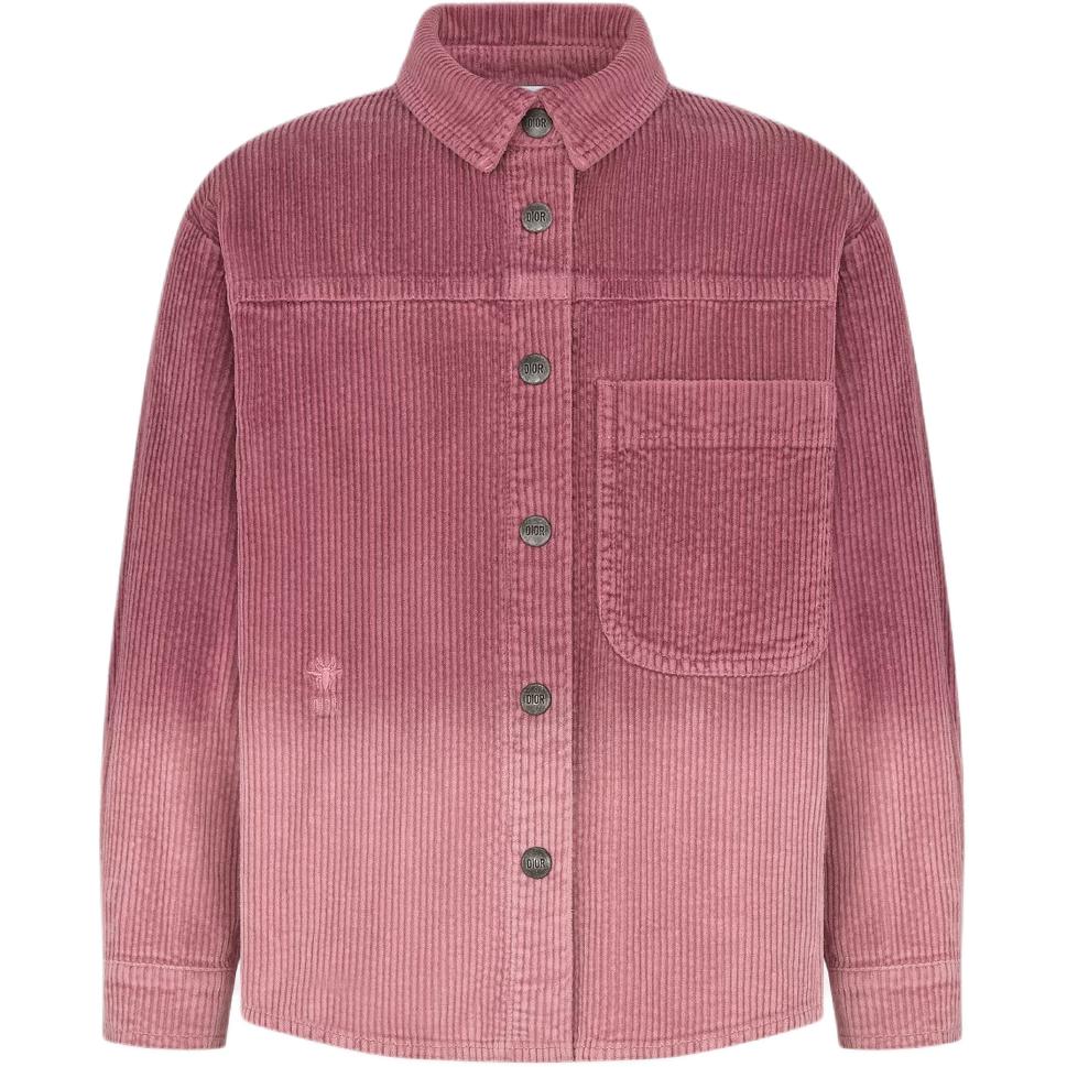 DIOR Wide Spread Collar Corduroy Dyeing Straight Fit Single Breasted Long Sleeved Pink Kids'