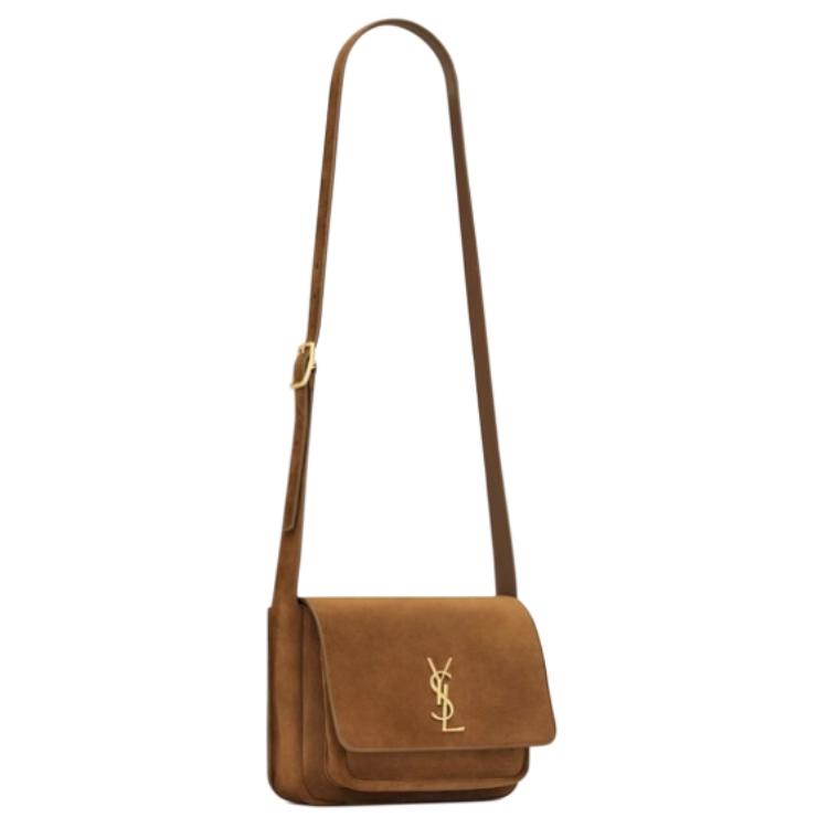 SAINT LAURENT Niki Suede Crossbody Bag, Shoulder Bag Medium Size Women's Caramel Cognac