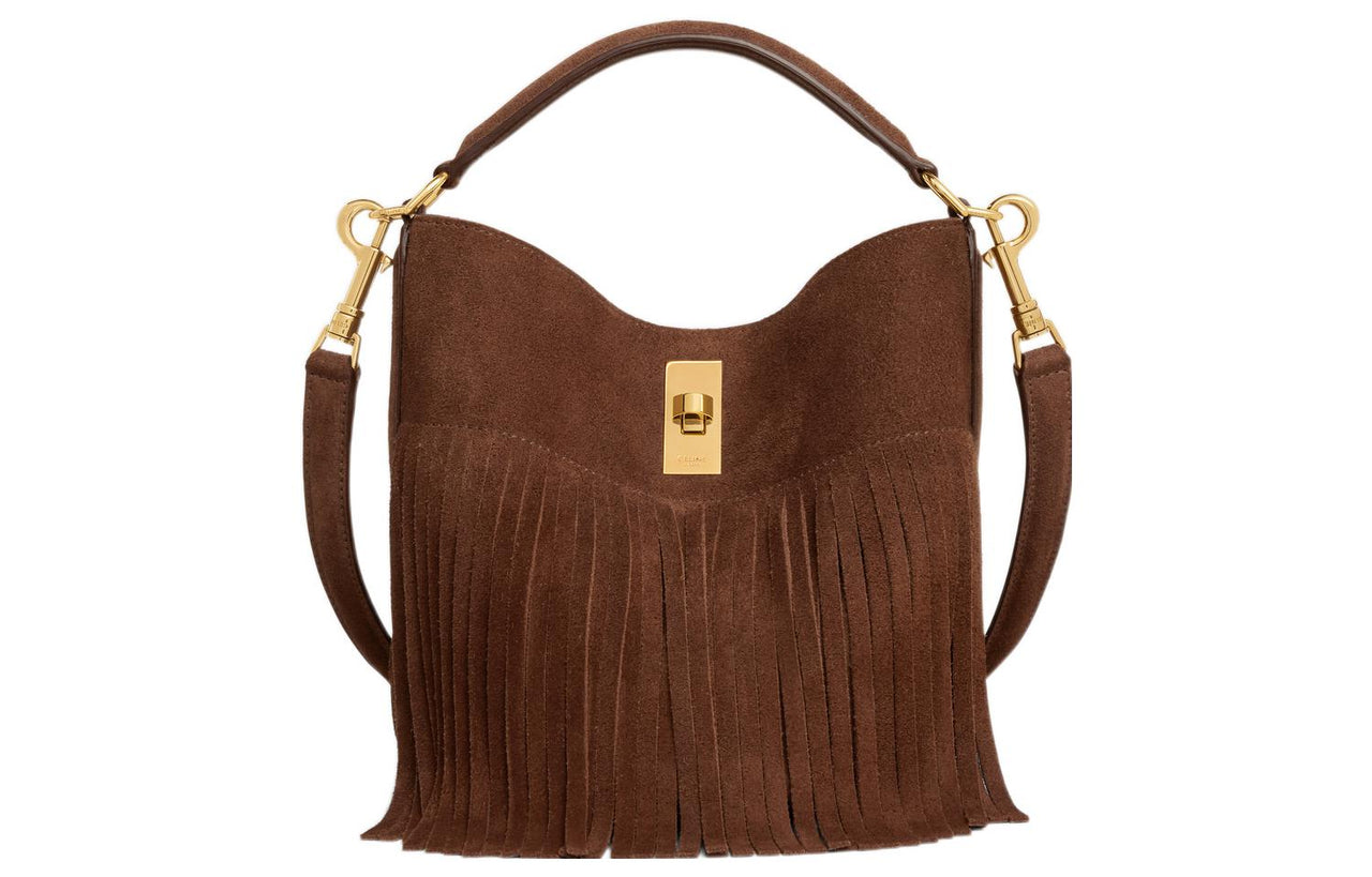CELINE 16 Suede Calfskin Shoulder Bag Crossbody Bag Handbag Women's Brown