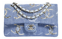 CHANEL Classic Flap CF Denim Mouth Cover Bag Envelope Bag Crossbody Bag Shoulder Bag Women's Light Blue