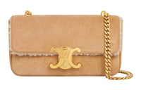 CELINE Velvet Calfskin Shoulder Bag Handbag Shoulder Bag Women's Natural Color Coffee Color