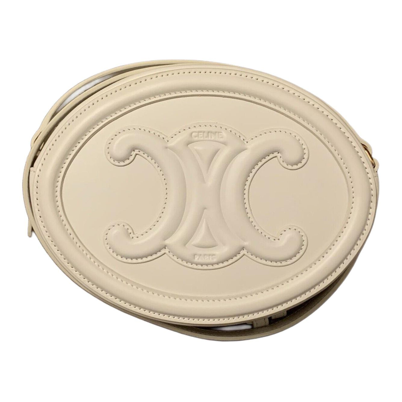 CELINE Smooth Cow Leather Shoulder Bag Crossbody Bag Women's White