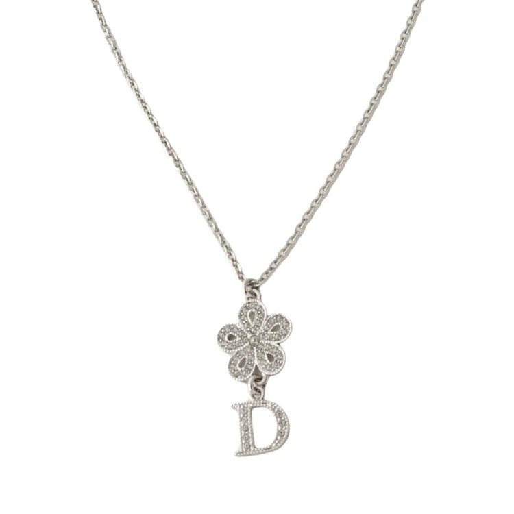 DIOR Rhinestone Necklaces Women's Silver