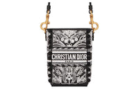 DIOR D Bubble Collection Embroidered Cow Leather Bucket Bags Crossbody Bag Shoulder Bag Women's Black