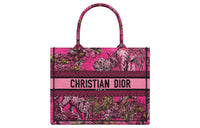 DIOR BookTote Embroidery Tote Bag Shopping Bag Handbag Medium Size Women's Fuchsia