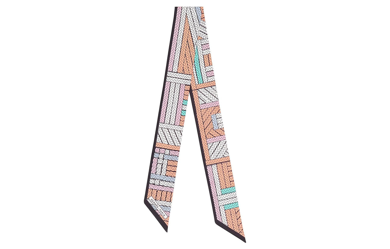 HERMES Silk Scarves Women's White/Umber