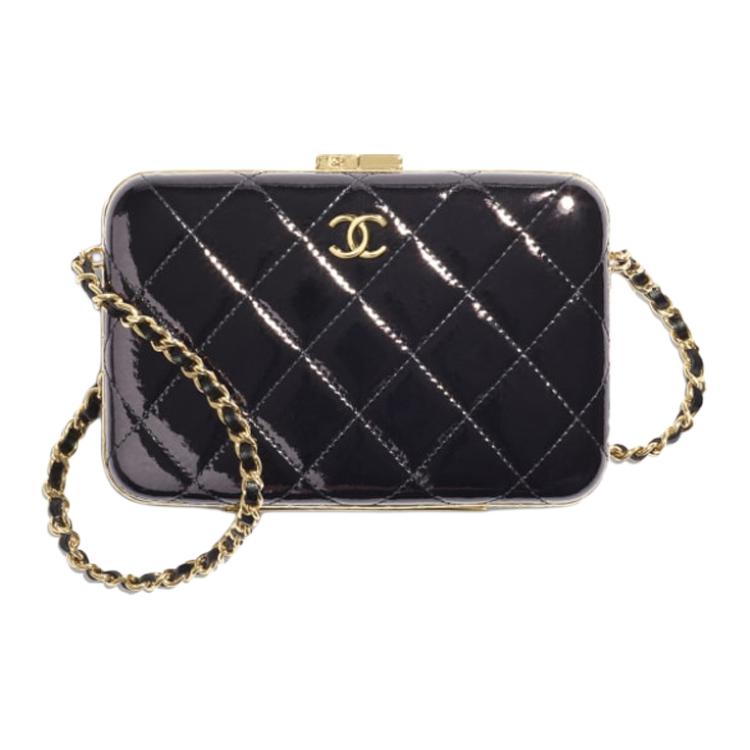 CHANEL Sheepskin Makeup Box Handbag Shoulder Bag Crossbody Bag Medium Size Women's Black