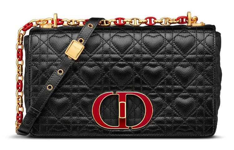 DIOR Cow Leather Chain Shoulder Bag, Crossbody Bag, Handbag Women's Black