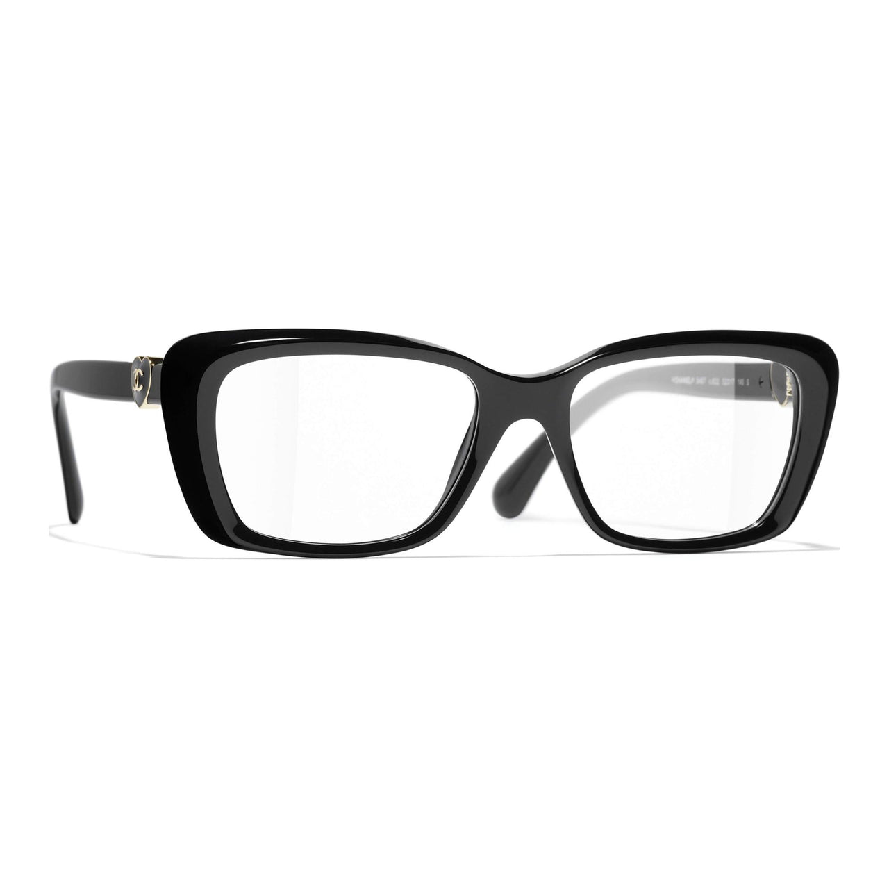 CHANEL Acetate Irregular Shape Eyeglass Frames Unisex Black