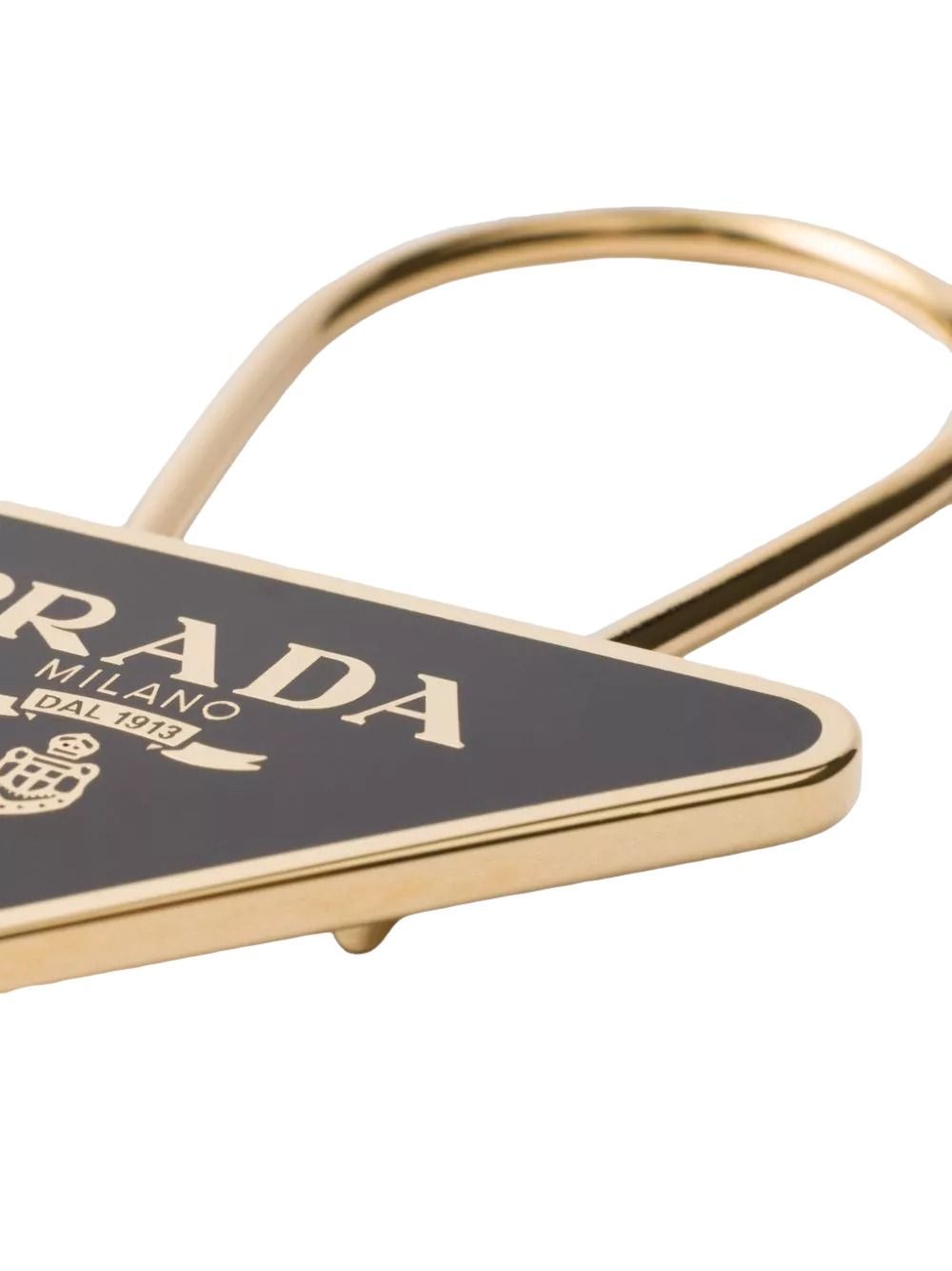 PRADA FW25 Lacquered Keyring 'Black Gold' 1PS063-66A-F019F