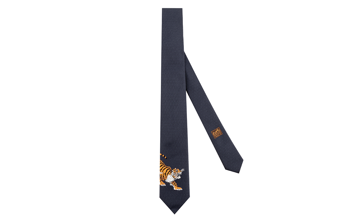 HERMES Silk Ties Men's Marine Blue