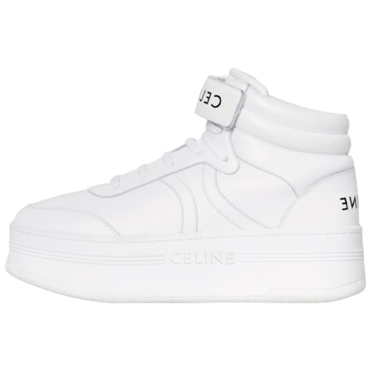 CELINE Block High Top Stylish Skateboarding Shoes Women's White