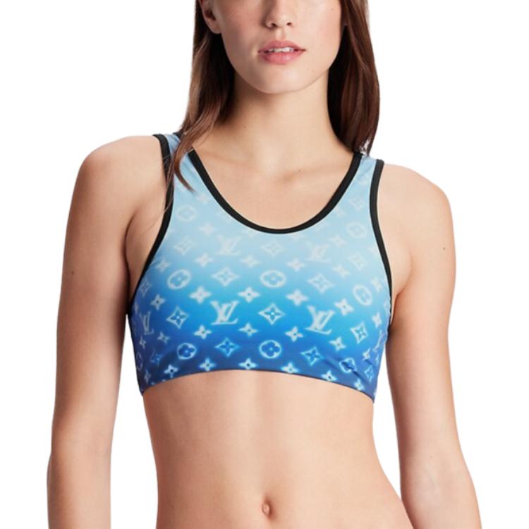 LOUIS VUITTON SS24 Sprayed Monogram Bikini Top Two-Piece Swimsuits Women's Blue