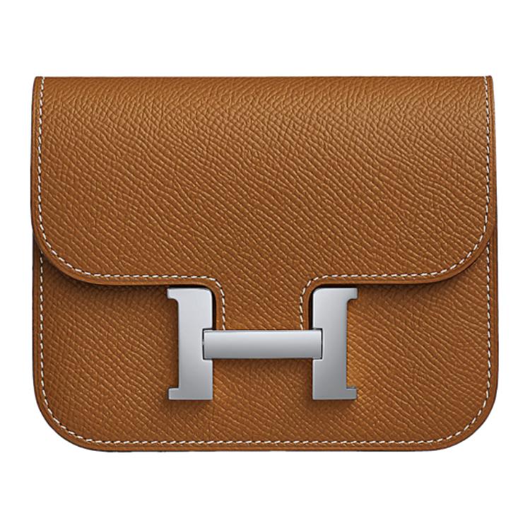 HERMES Constance Slim Epsom Leather Clutch Wallet Fanny Pack Women's Gold