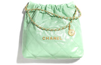 CHANEL Calfskin Bucket Bags Crossbody Bag Shoulder Bag Medium Size Women's Light Green