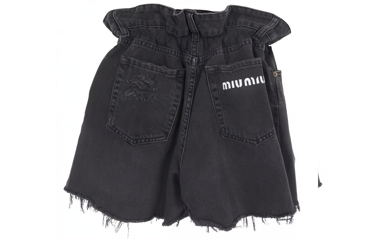 MIU MIU SS22 Denim Shorts Women's Black