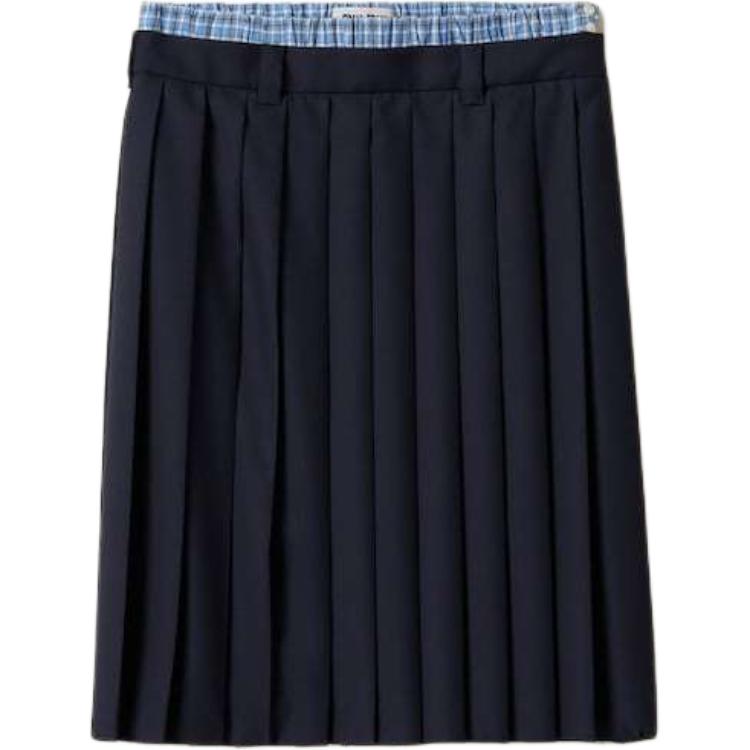 MIU MIU SS25 Casual Long Skirt Women's Marine Blue