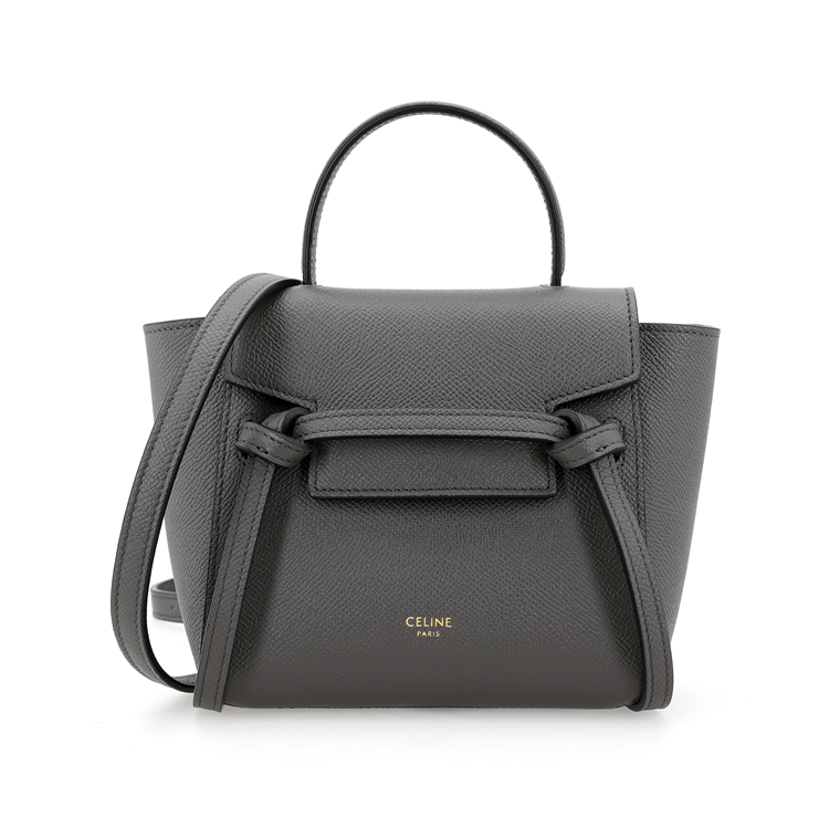 CELINE Belt Grained Calfskin Catfish Bag, Shoulder Bag, Crossbody Bag, Handbag Pico Women's Gray