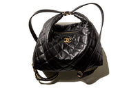 CHANEL 22BFW Sheepskin Patchwork With Metal Chihuahua Bag Crossbody Bag Extra Large Women's Black