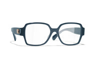 CHANEL Plate Frame Rhinestone Irregular Shape Eyeglass Frames Unisex Blue