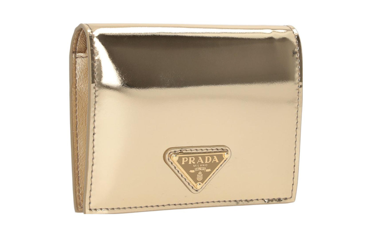 PRADA Calfskin Wallet Women's Platinum