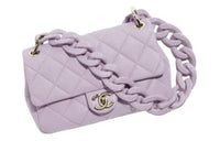 CHANEL Sheepskin Square Fatty Shoulder Bag Crossbody Bag Large Size Women's Taro Purple