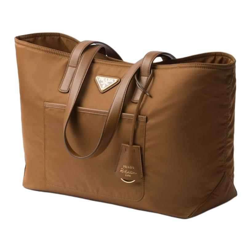 PRADA Re Edition Recycled Nylon Tote Bag, Shopping Bag, Shoulder Bag Medium Size Women's Brandy