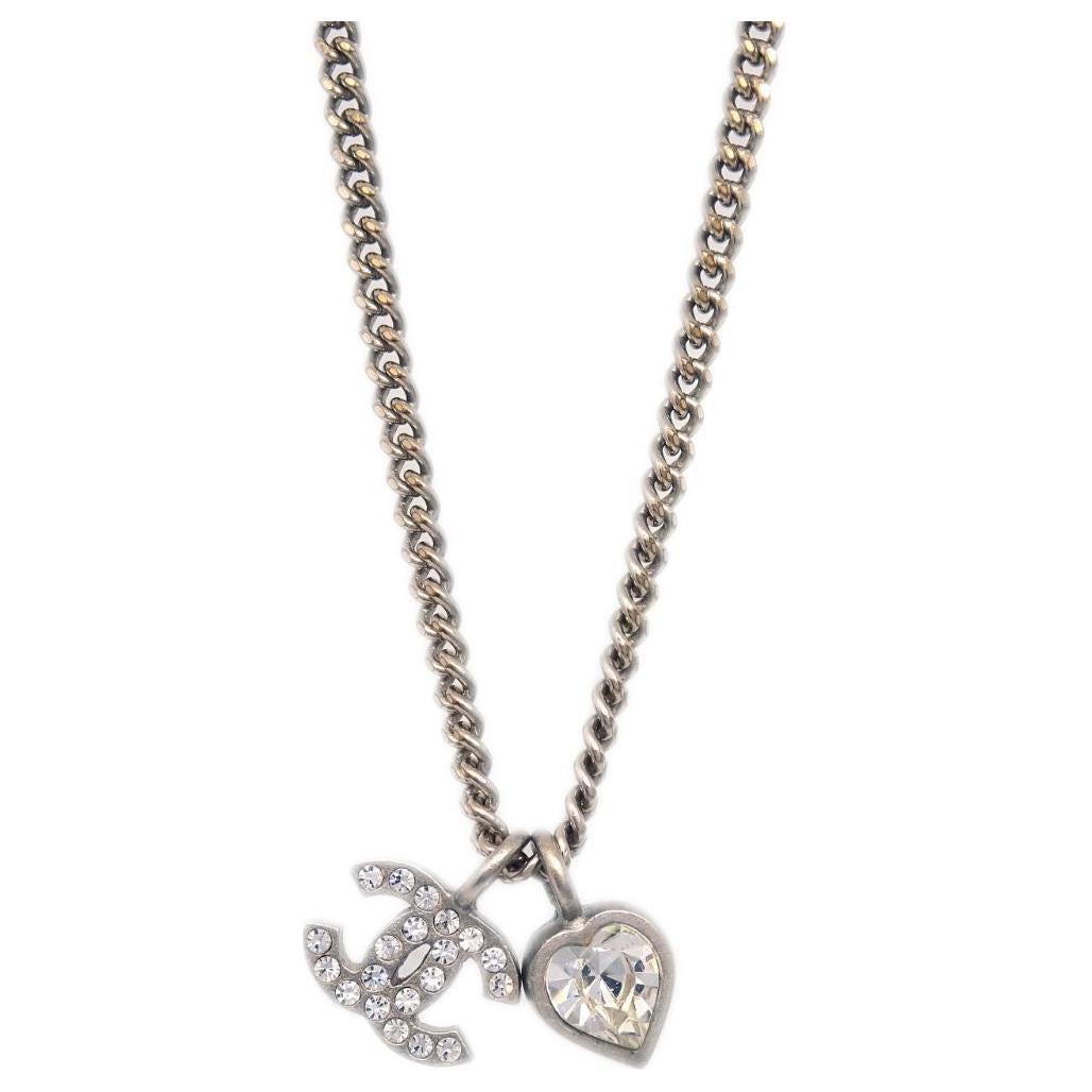 CHANEL 2010 Cc Pendant Rhinestone Necklace