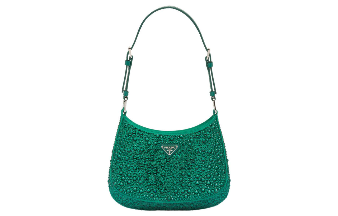 PRADA Cleo Fabric Handbag, Shoulder Bag Women's Green