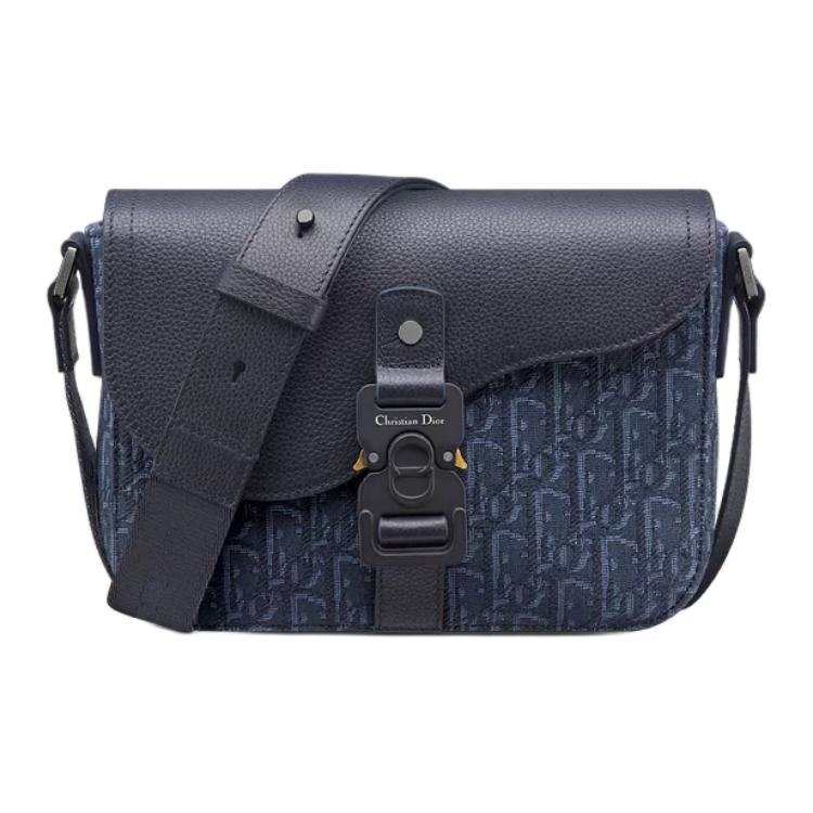 DIOR Cow Leather Saddle Bag, Crossbody Bag, Shoulder Bag Trumpets Women's Marine Blue