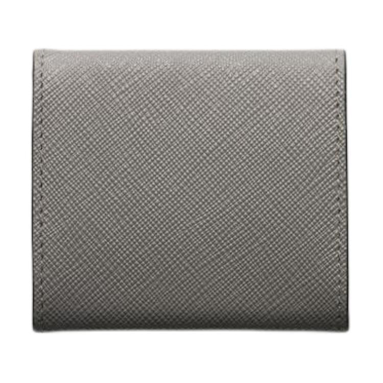 PRADA Saffiano Leather Coin Purse Men's Light Gray With Caramel