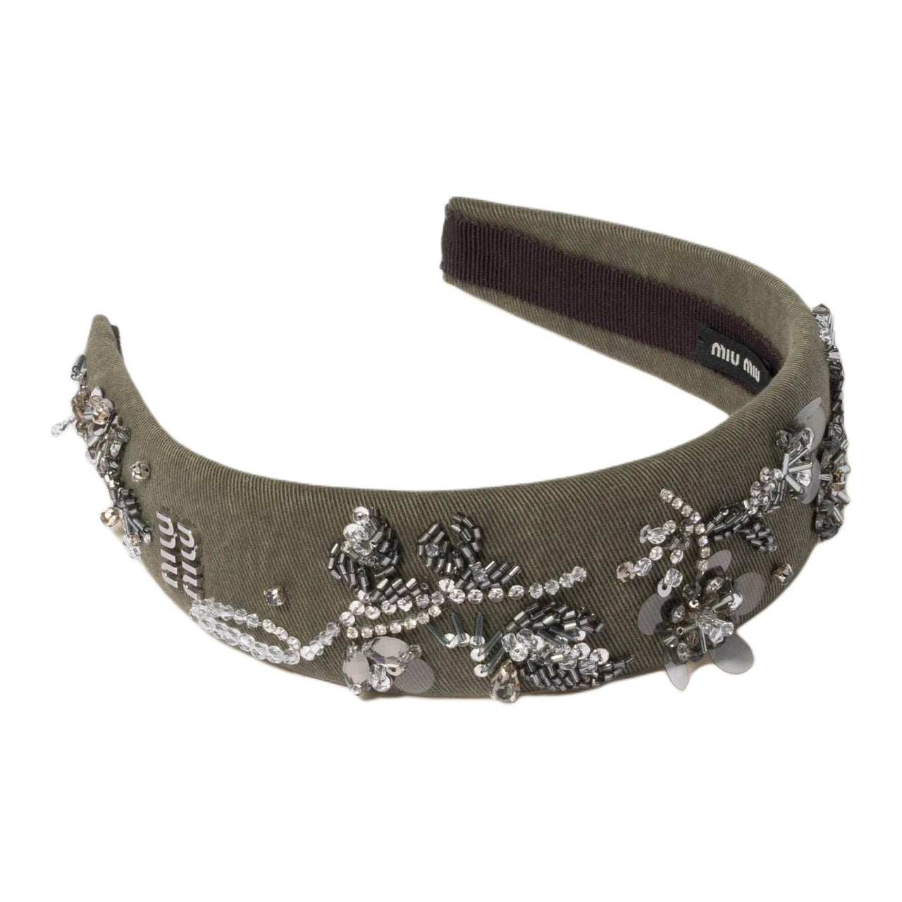 MIU MIU Cotton Headbands Unisex Olive Green