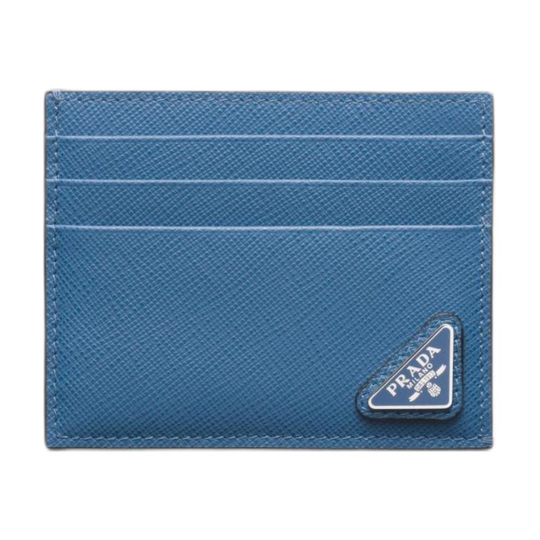PRADA Saffiano Leather Card Holder Regular Men's Pilot Blue