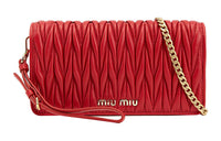MIU MIU Matelassé Sheepskin Shoulder Bag Crossbody Bag Handbag Women's Red