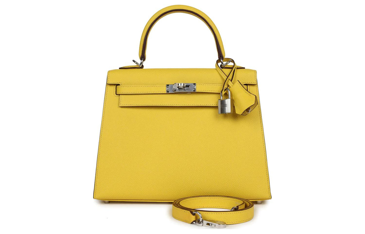 HERMES Kelly Epsom Leather Kelly Bag One Shoulder Handbags Women's 9O Jaune De Naples Naples Yellow