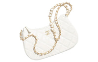 CHANEL Shiny Stretch Calfskin With Resin Clutch Bag Over The Shoulder Women's White