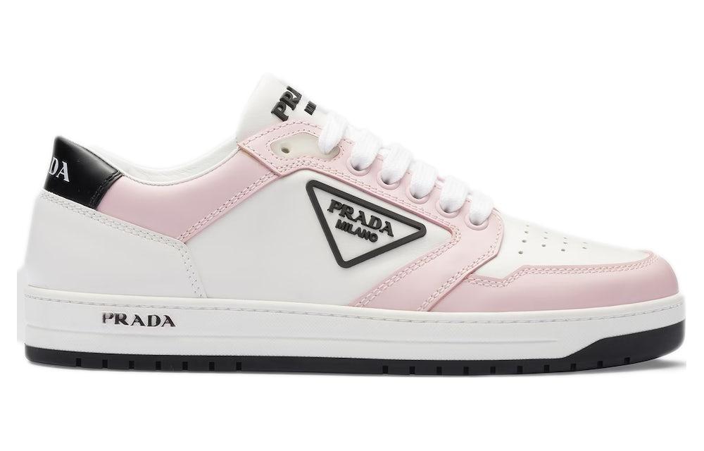 PRADA District Sneaker White Pink Perforated Leather Women's