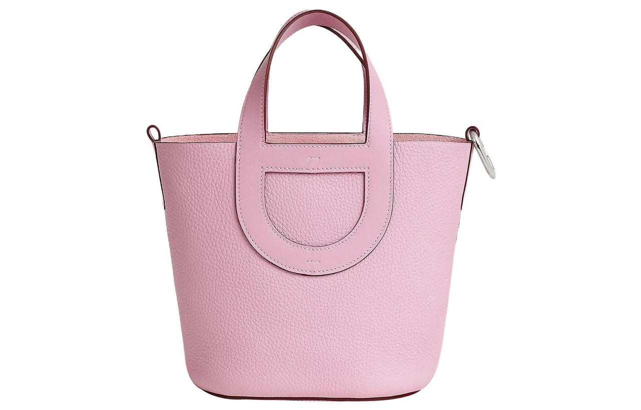 HERMES In The Loop Clemence Bullhide With Swift Calfskin Basket Bag Pig Nose Bucket Bag Handbag Women's Mallow Purple