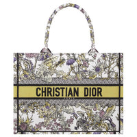 DIOR BookTote Cotton Tote Bag Shopping Bag Handbag Medium Size Women's Milk White