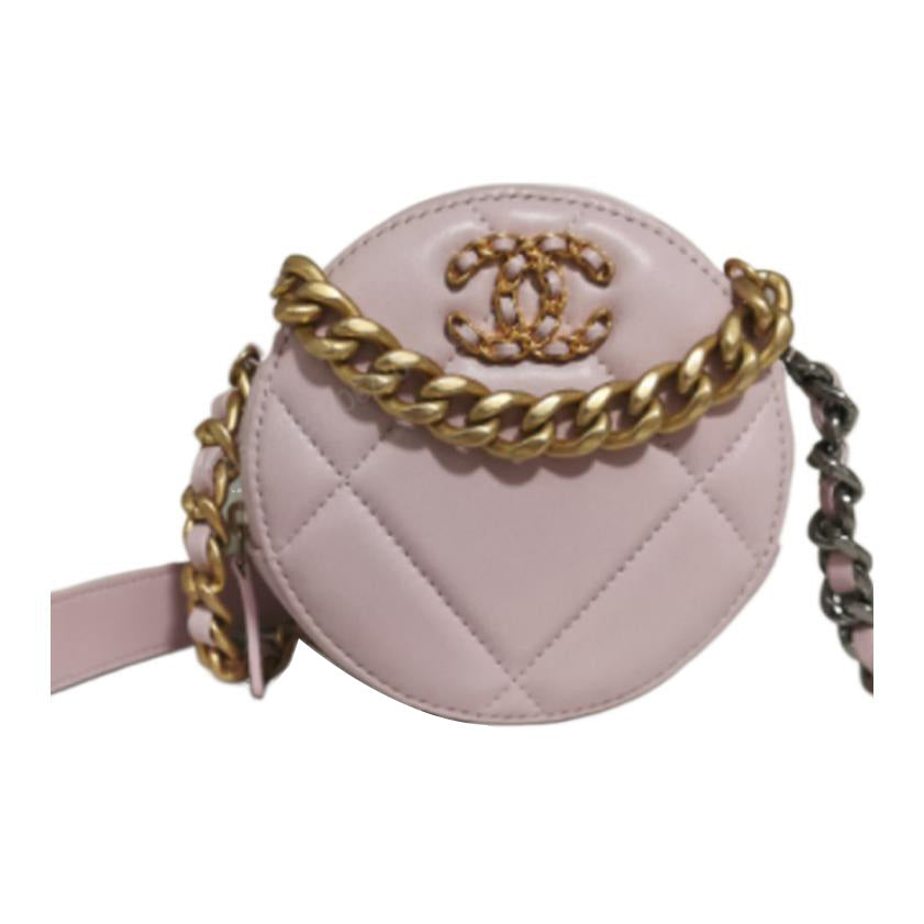 CHANEL 19Bag Sheepskin Small Round Bag Evening Party Bag Clutch Shoulder Bag Crossbody Bag Mini Women's Pink