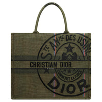 DIOR BookTote Canvas Canvas Bag Tote Bag Shopping Bag Handbag Large Size Women's Khaki Green