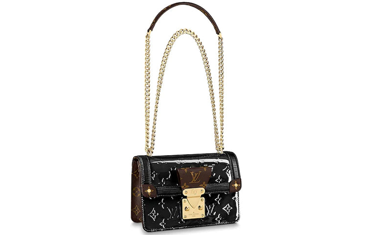 LOUIS VUITTON Vernis Embossed Glossy Finish Cow Leather Shoulder Bag, Crossbody Bag Women's Black