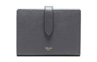 CELINE Cow Leather Wallet Women's Gray