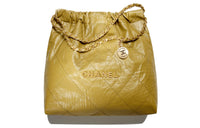 CHANEL 22Bag Pleated Cow Leather Bucket Bag Handbag Shoulder Bag Women's Khaki Green