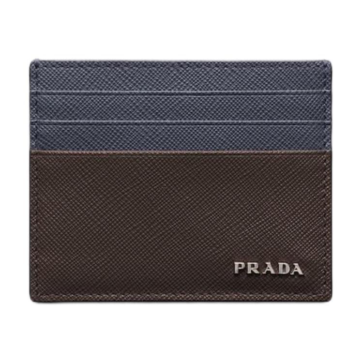 PRADA Saffiano Leather Card Holder Men's Coffee